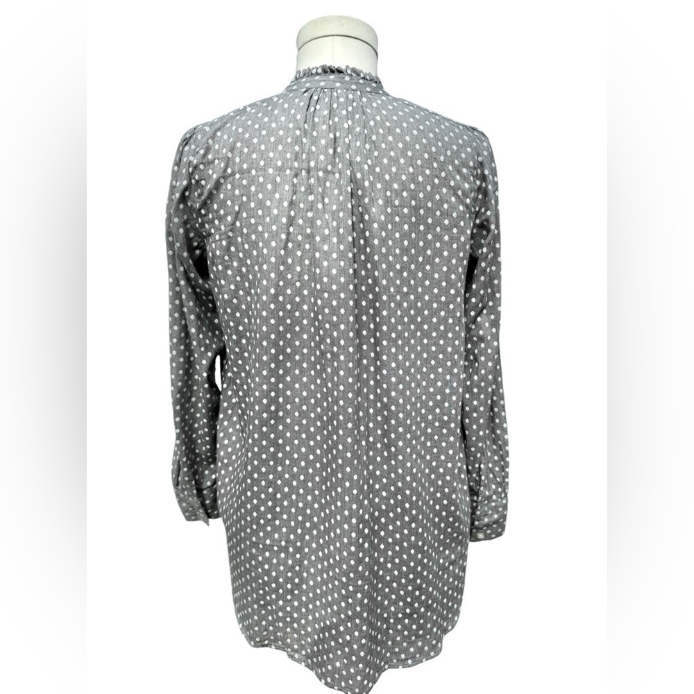 NWT LOFT Petite Small Polka Dot 100% Cotton Long Sleeve Button Down Blouse - Picture 5 of 15